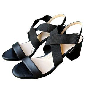 Cole Haan Strap Sandals Grand Aniston Leather Black  Elastic Women's Sz 10 B EUC